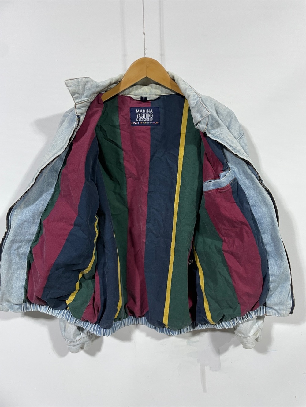 Vintage 1980s Marina Yachting Two-Tone Navy and Burgundy Bomber Jacket - Picture 6 of 7